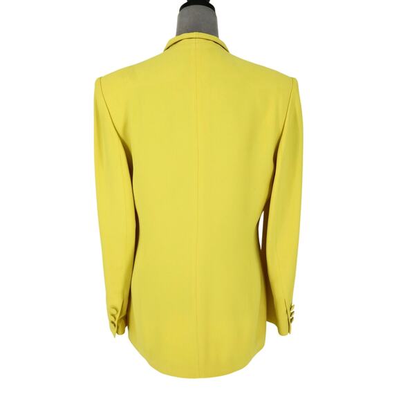 Louis Feraud Jacket Womens 8 Yellow Twill Lined Embroidery Detail Blazer Vintage - Picture 2 of 16